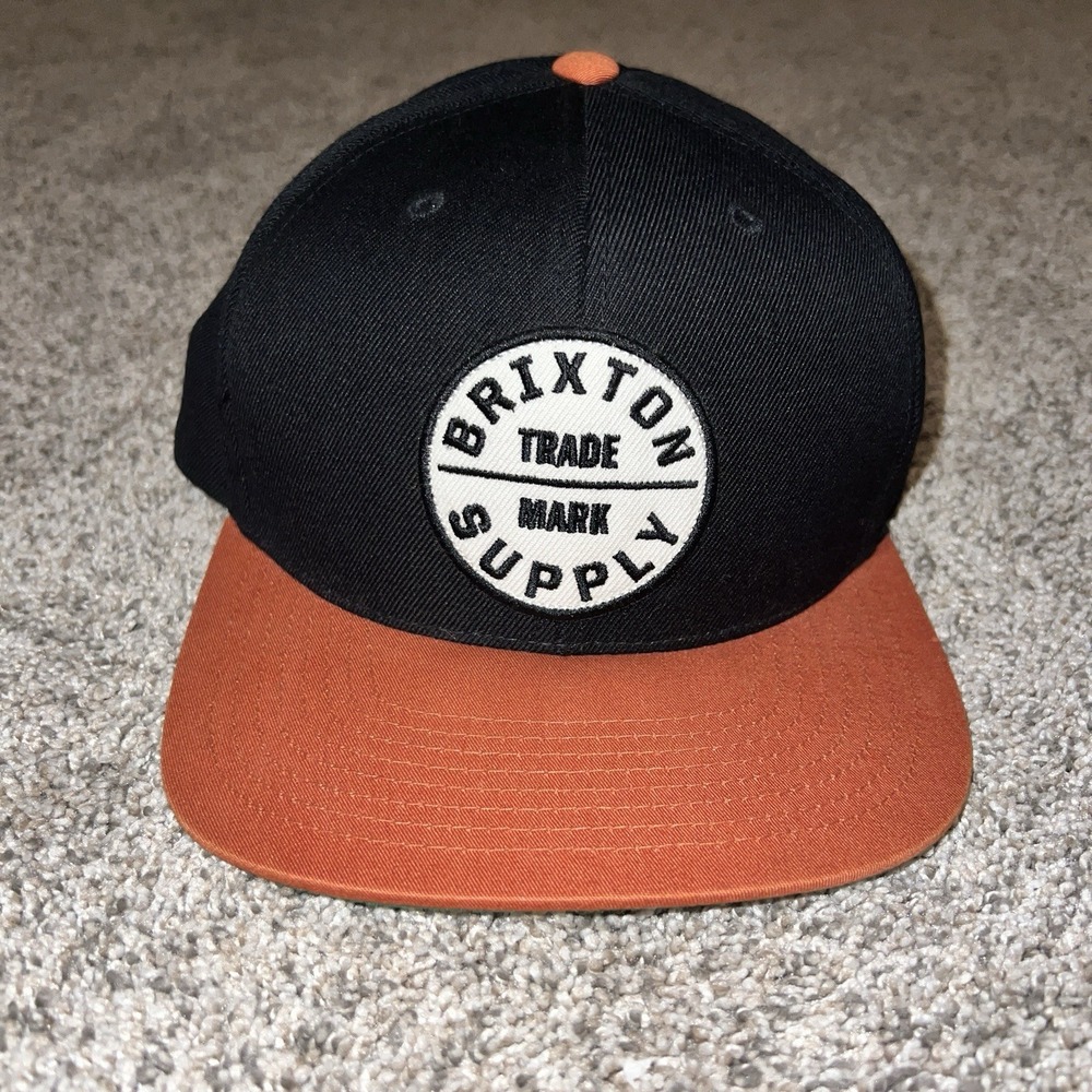 Brixton‎ Supply Trade Mark Cap Hat Adult Snapback Black Orange Adjustable
